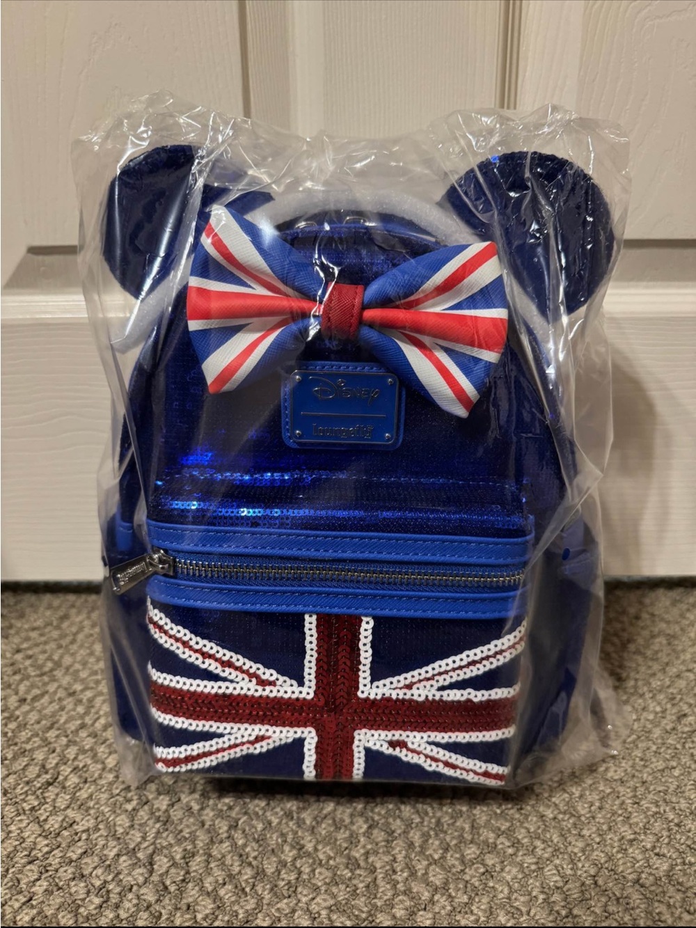 Loungefly Royal Blue Union Jack Minnie Ear Mini Backpack